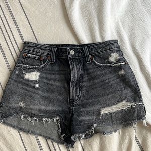 Abercrombie and Fitch distressed black high waist jean shorts